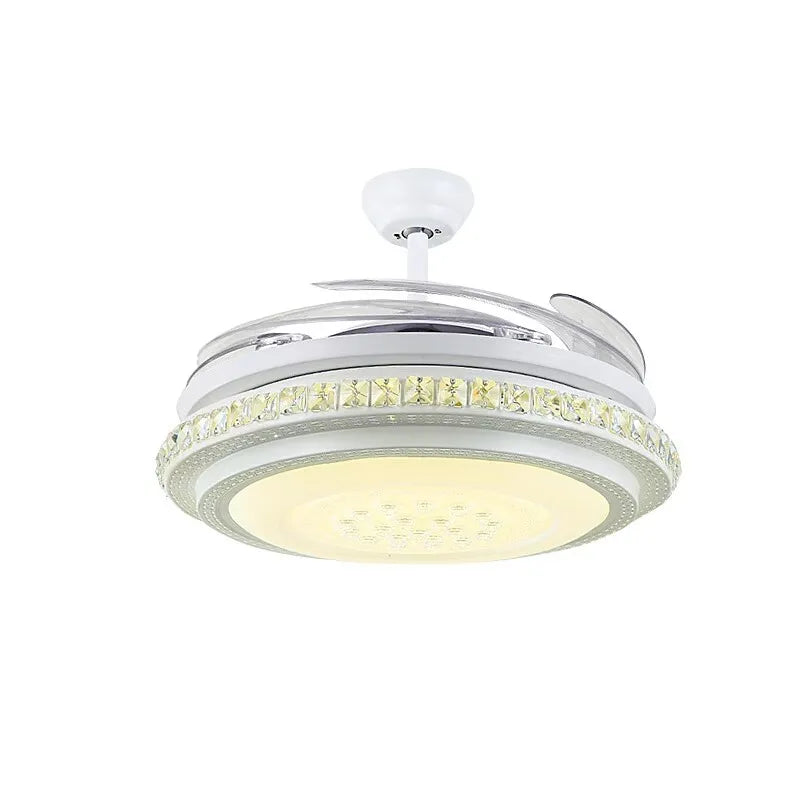 Afralia™ Crystal Chandeliers Ceiling Fans with Invisible Ceiling Fan Light, Remote Control, 6 Speeds