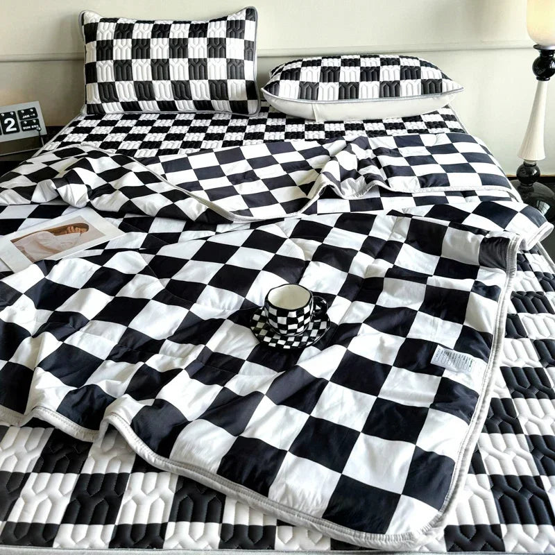 Afralia™ Cool Feeling Silky Summer Comforter & Latex Fitted Sheet Set