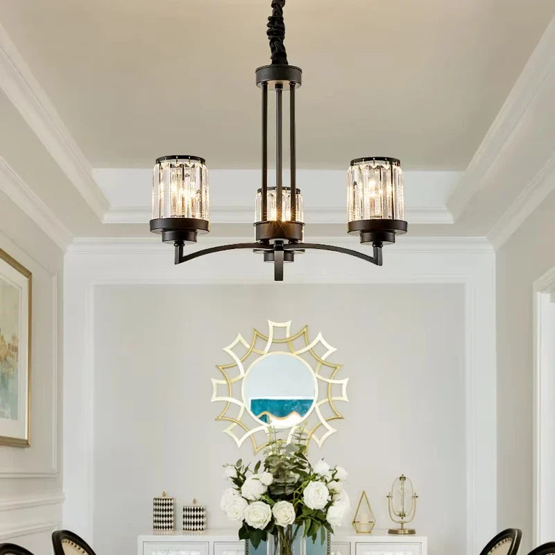 Afralia™ Black Crystal Chandelier: Elegant Luxury Ceiling Light for Living Room & Bedroom