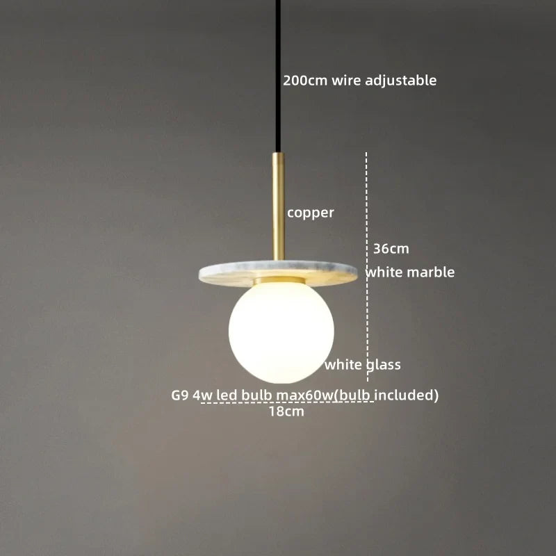 Afralia™ Marble Copper LED Pendant Lamp for Modern Living Room Decor