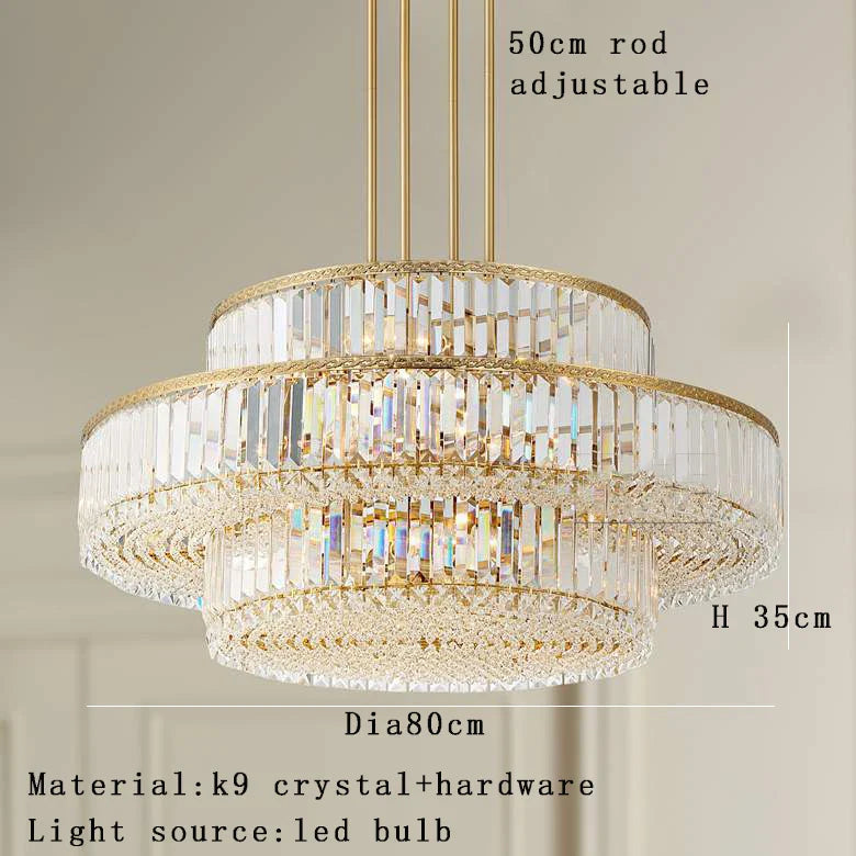 Afralia™ Gold Crystal LED Multi-layer Pendant Lights for Living Room Bedroom Decoration