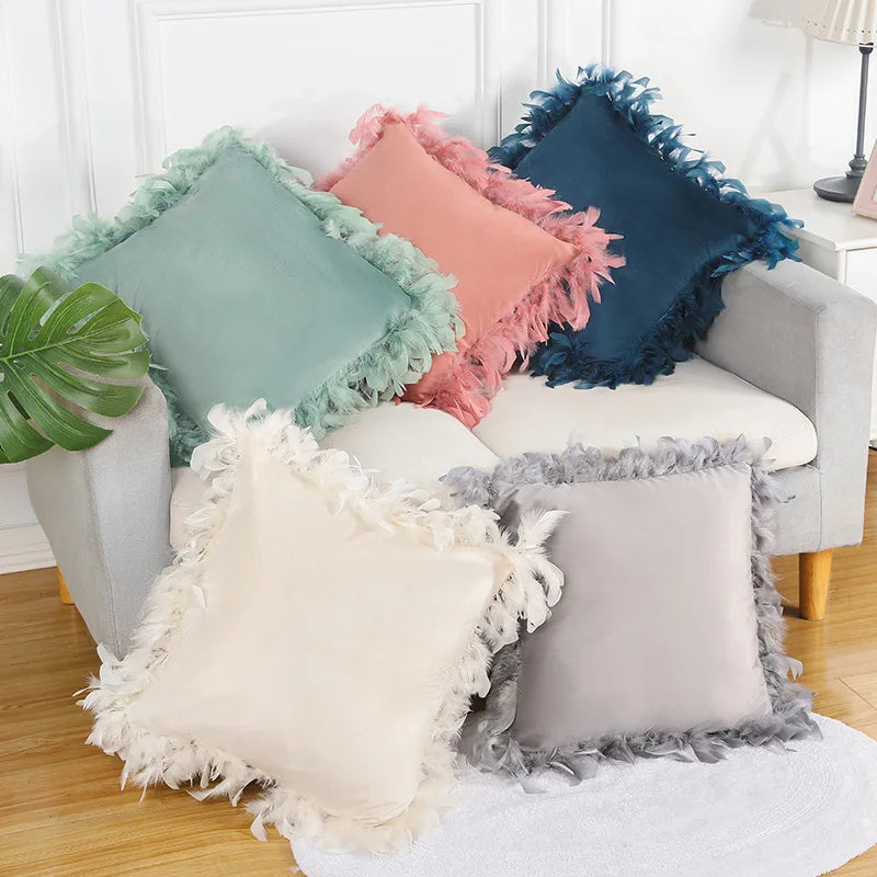 Afralia™ Velvet Pom Pom Pillow Cover for Home Decor, 45x45CM