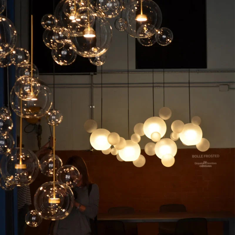 Afralia™ Glass Bubble LED Chandelier: Stylish Ceiling Lighting for Dining & Living Room