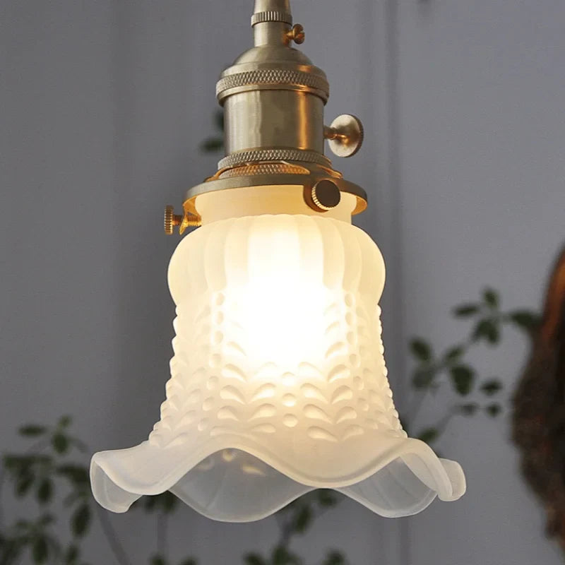 Afralia™ White Bud Glass LED Pendant Light - Modern Kitchen Restaurant Hang Lamp