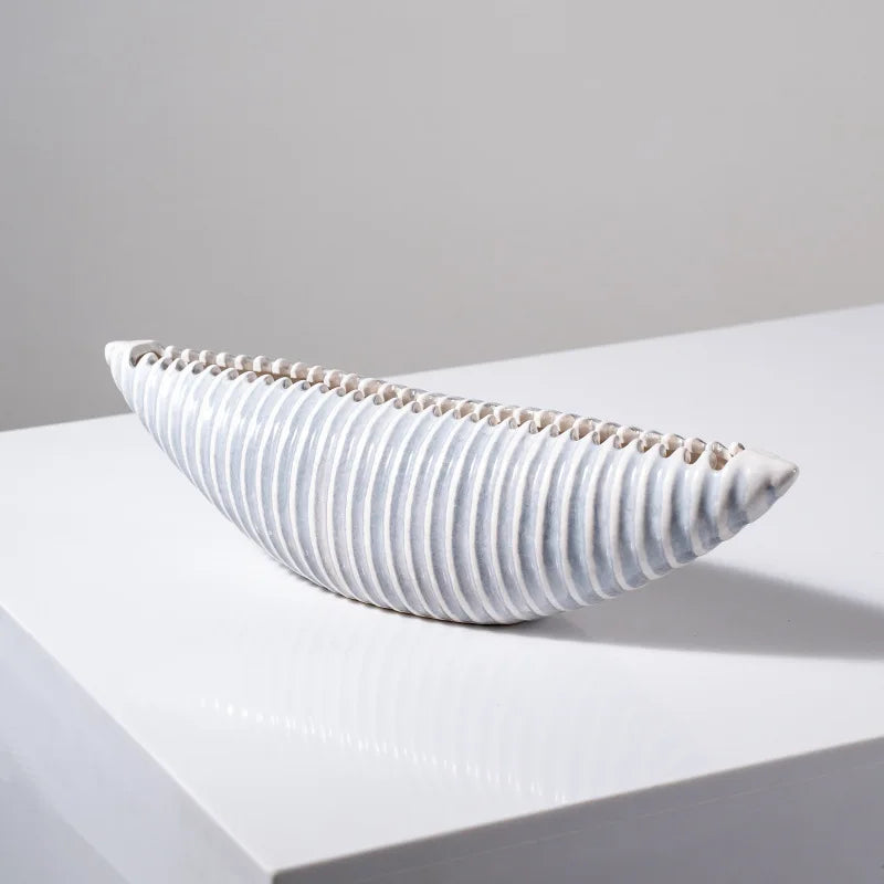 Afralia™ Striped Shell Clam Geometric Desktop Ornament Storage Figurine Decor