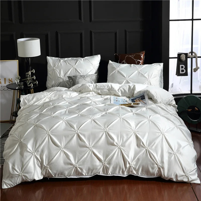 Afralia™ Chiffon Flower Design Duvet Cover Set with Pillow Cases - Soft Polyester Bedding