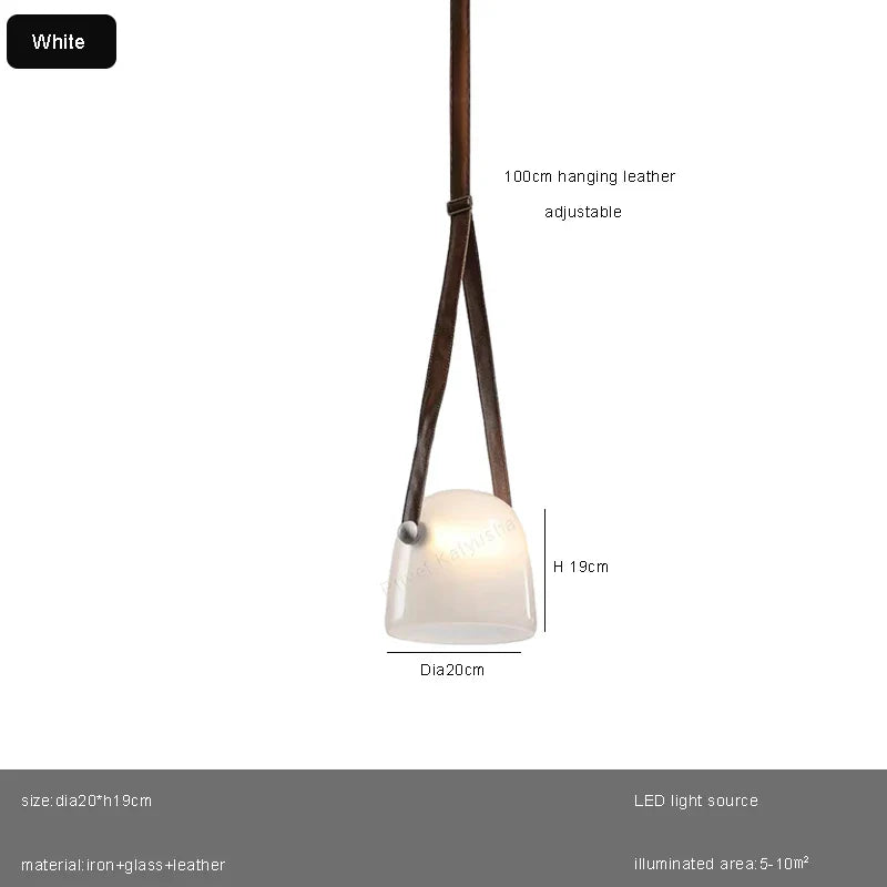 Afralia™ Glass Pendant Chandelier: Modern Leather Belt Luxury LED Lighting for Home Decor