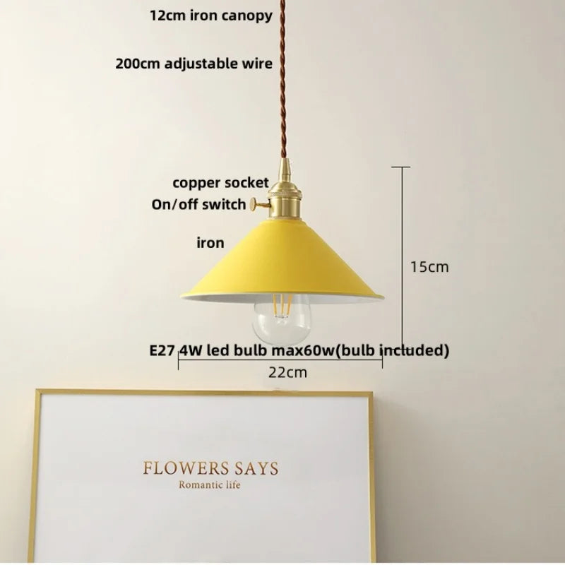 Afralia™ Copper Knob Iron LED Pendant Light - Adjustable Nordic Modern Hang Lamp