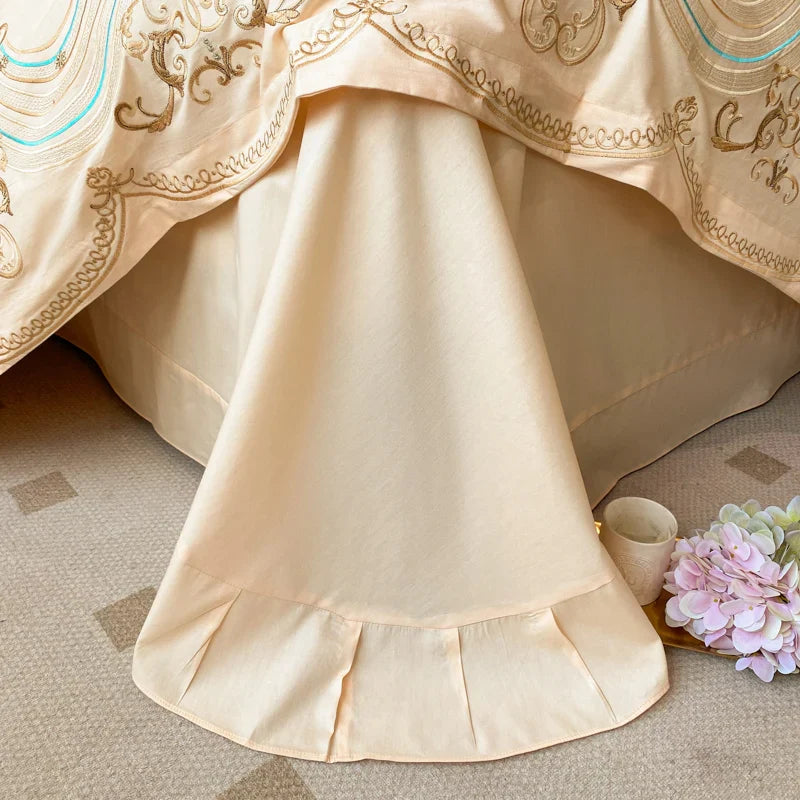Afralia™ Luxury Embroidery Cotton Bedding Set: Duvet Cover, Sheet Set, Pillowcases