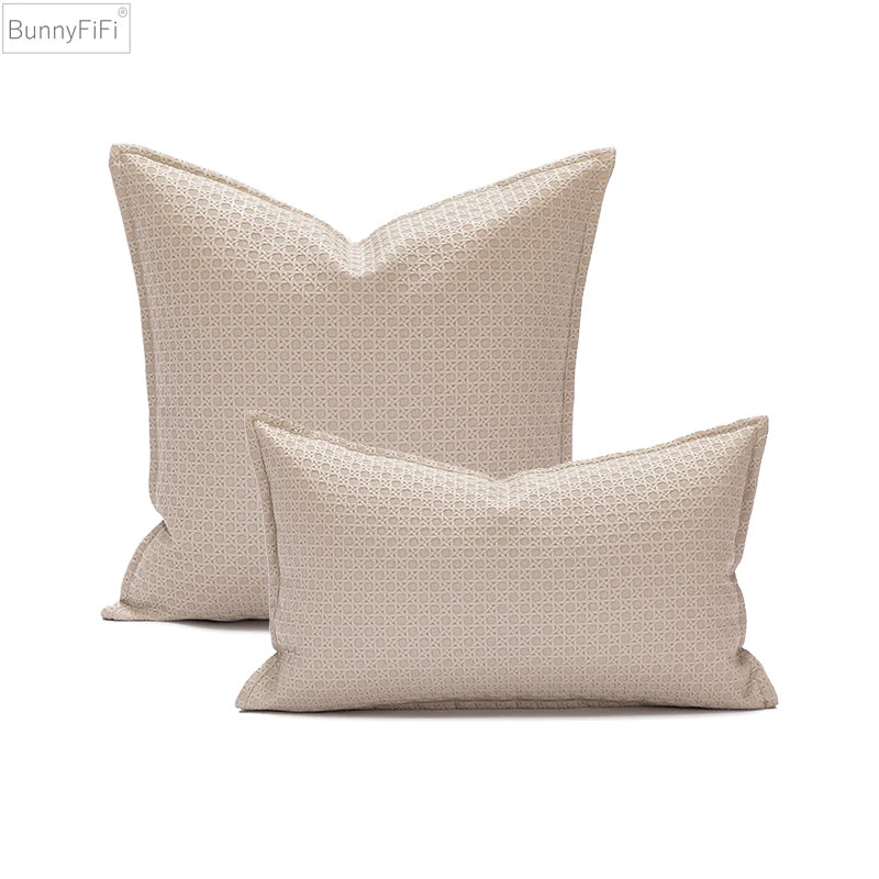 Afralia™ Brown Beige Faux Leather Cushion Cover 45x45cm for Home Sofa Living Room