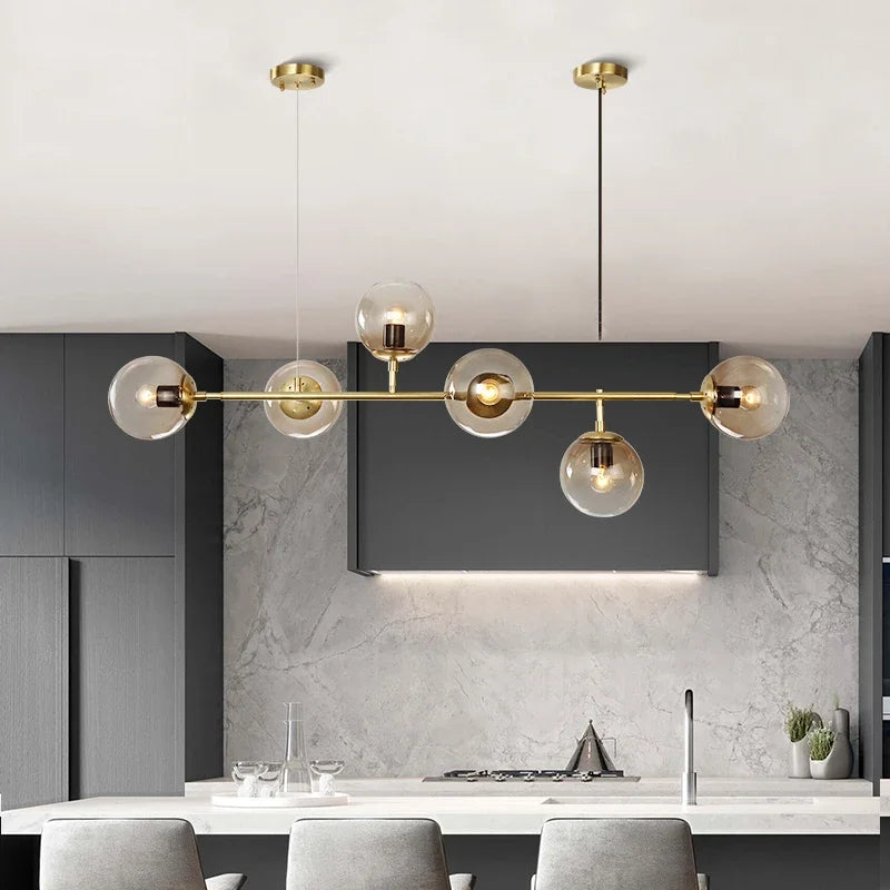 Afralia™ Nordic Glass Ball Chandelier: LED Lighting Fixture for Dining Room, Kitchen, Bedroom