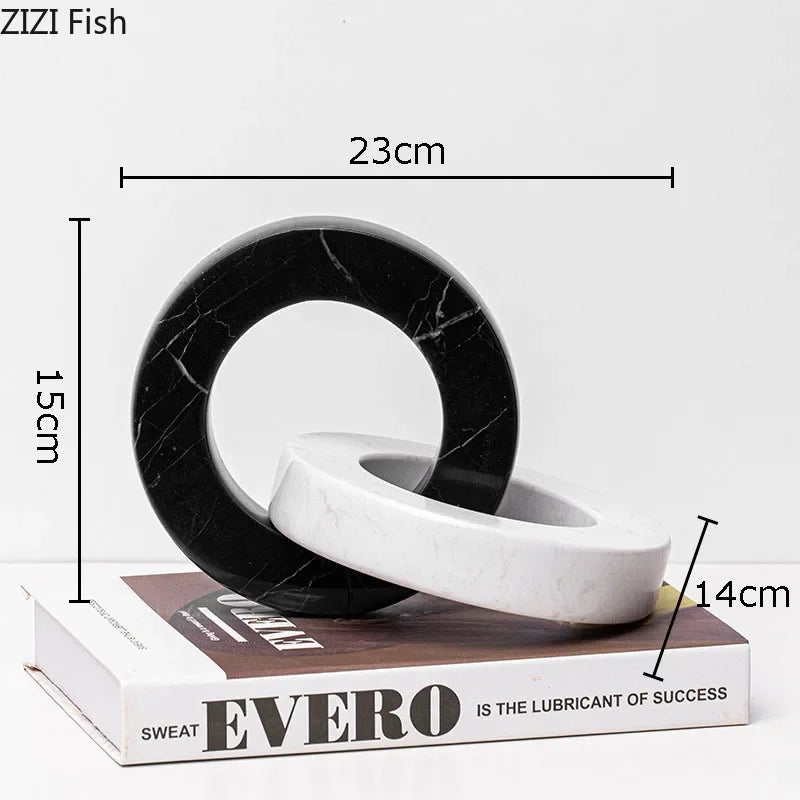 Afralia™ Ceramic Knot Sculpture Marble Round Ring Abstract Desk Decor Craft