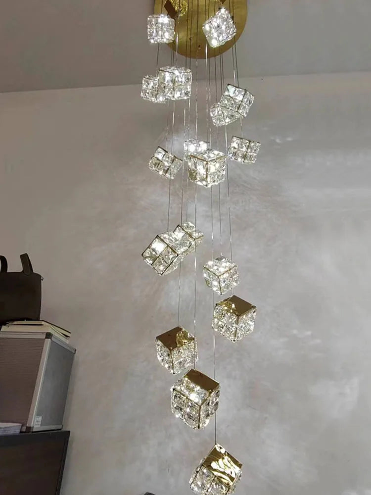 Afralia™ Crystal Modern Chandelier for Living Room Luxury Loft LED Lighting Staircase Chandelier