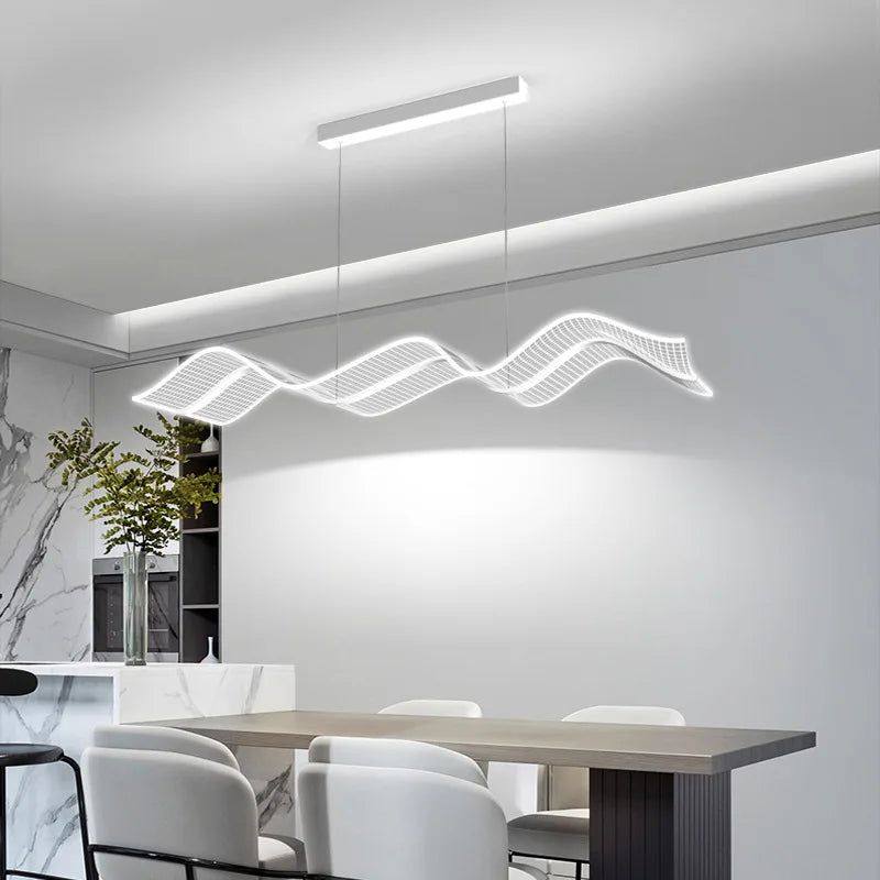 Afralia™ Nordic Wave Acrylic LED Chandelier: Stylish Dining Room Luminarias, Suspend Lamp Fixtures