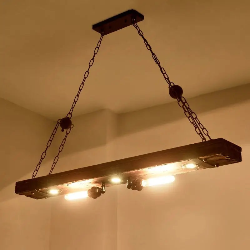 Afralia™ Retro Industrial Vintage Wood Chandelier for Coffee Restaurant Bar Spotlights