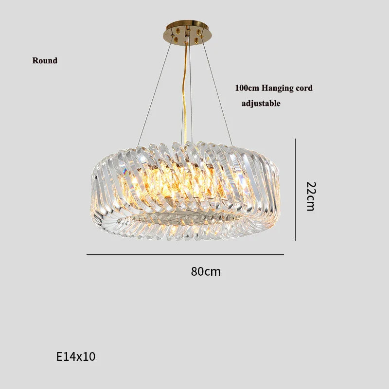Afralia™ Oval LED Glass Chandelier Lighting in Gold & Silver Stainless Steel