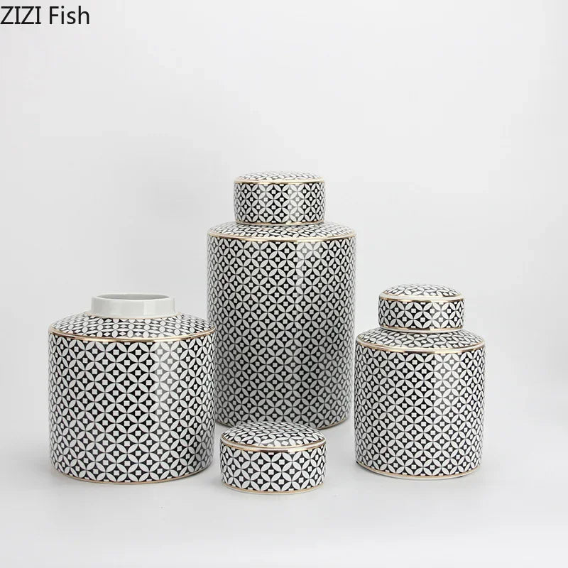 Afralia™ Handmade Ceramic Storage Jar with Lid for Tea, Spices, Home Decor