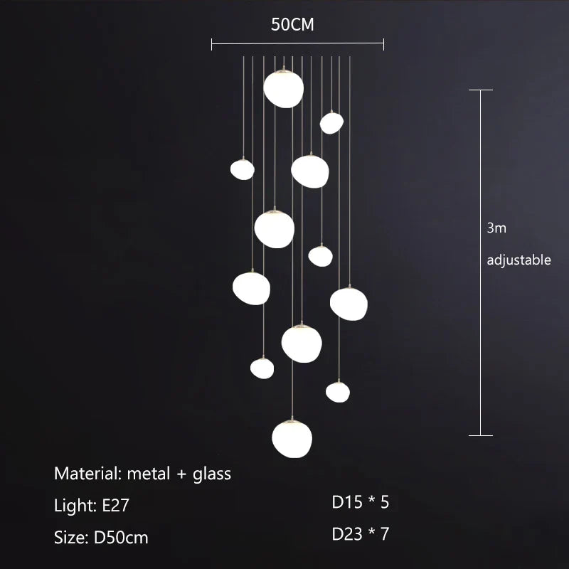 Afralia™ Nordic Glass Lampshade LED Ceiling Chandelier for Home Decoration