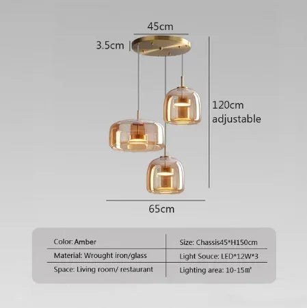 Afralia™ Glass Pendant Light Luxury Nordic Led Hanging Lamp Modern Bedroom Fixture