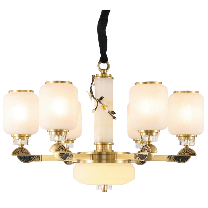 Afralia™ Copper Jade Chandelier: Elegant Wind Light for Living Room, Restaurant, or Tea Room