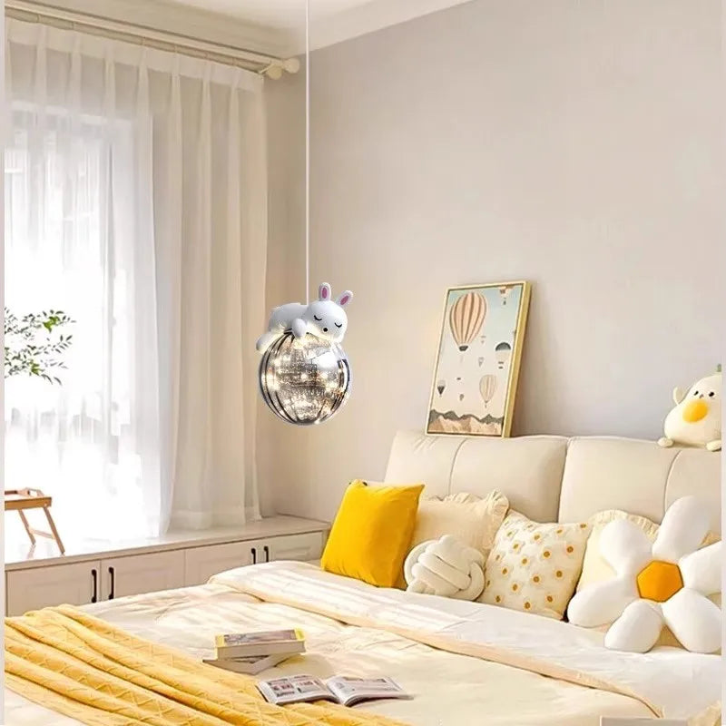 Afralia™ Children's Room Animal LED Chandelier - Modern Glass Lights for Baby Boy Girl Bedroom