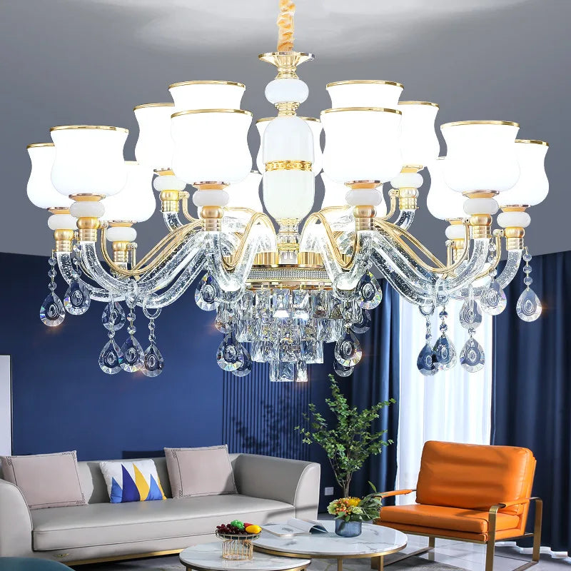 Afralia™ European Luxury Crystal Chandelier: Elegant Main Light for Living Room, Dining Room, Hall