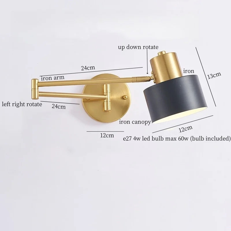 Afralia™ Swing Arm LED Wall Light for Bedroom Kitchen Living Room Mirror Bedside Lamp