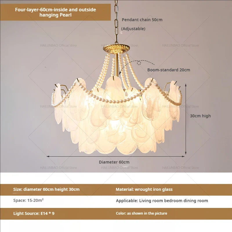 Afralia™ French Chandelier Garden Light with K9 Crystal | Elegant Pearl Shell Design