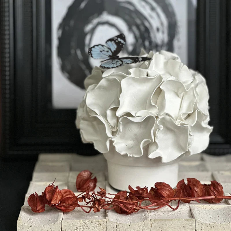 Afralia™ Ceramic Petal Folds Vase Handcrafted Home Decor Accessory