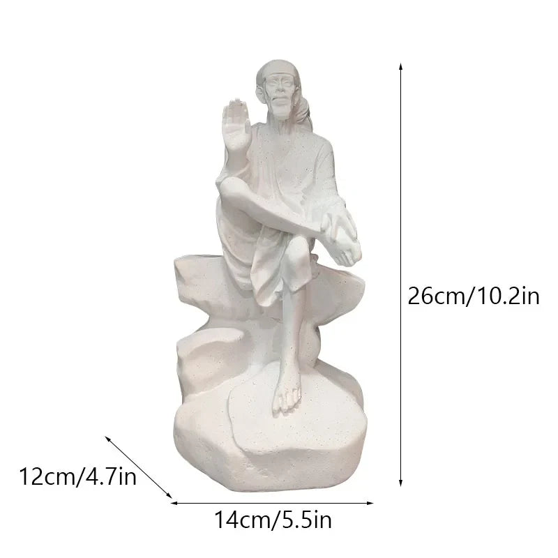 Afralia™ Sandstone Sai Baba Statue: Hand-Crafted Hindu Sculpture for Home Office Décor