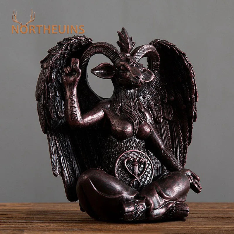 Afralia™ Baphomet Horned Devil Statue 16cm: Satanic Goat Figurine for Home Office Decor