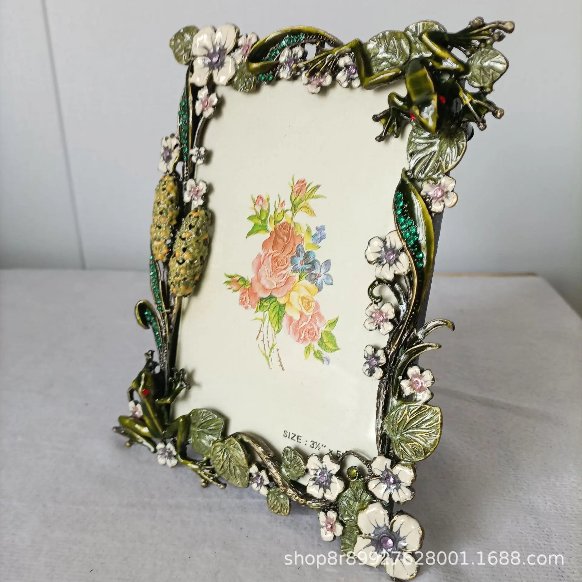 Afralia™ Frog Metal Photo Frame Tabletop Decoration