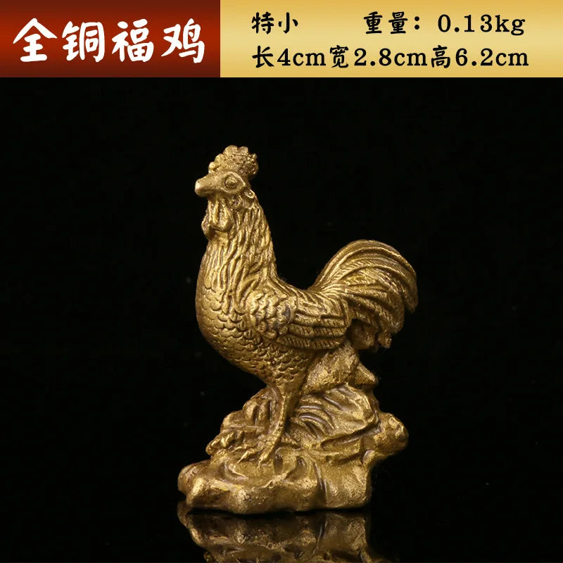 Afralia™ Brass Rooster Fengshui Figurine for Home Office Desktop Decoration