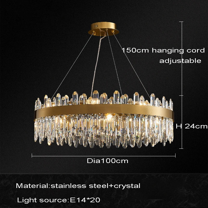 Afralia™ Crystal Chandelier LED Dining Room Light Gold Lustres