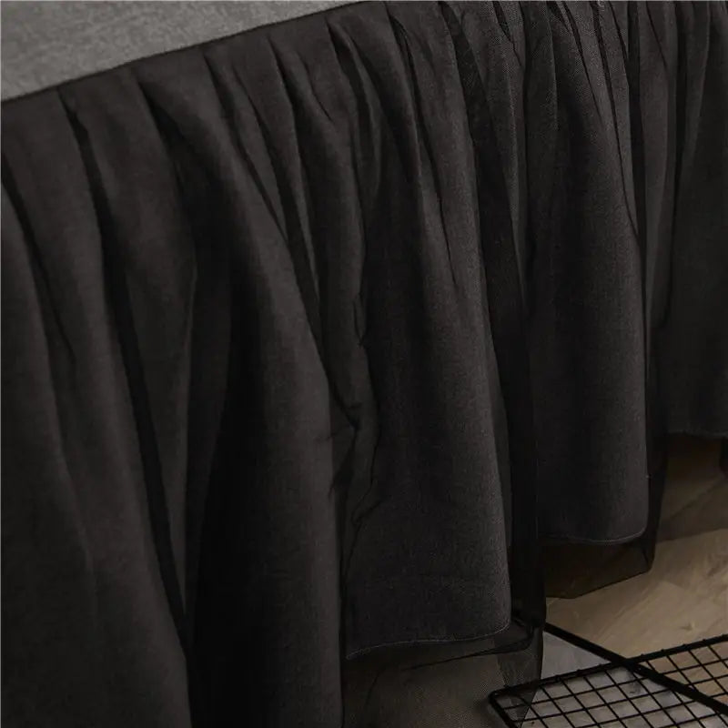 Afralia™ Korean Bed Skirt Set with Ruffled Edges - Solid, Skin-Friendly Bedding Kit