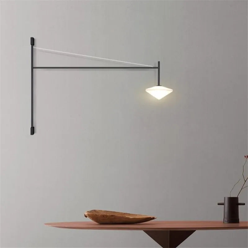 Afralia™ LED Glass Art Wall Lamp with Long Rocker Arm for Living Room and Studio