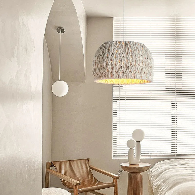 Knitted Rope Wabi Sabi Chandelier by Afralia™ - Nordic E27 LED Pendant Light