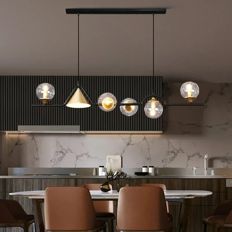 Afralia™ Glass Pendant Chandelier Nordic Ceiling Hanging Lamp - Kitchen Island Suspension Light