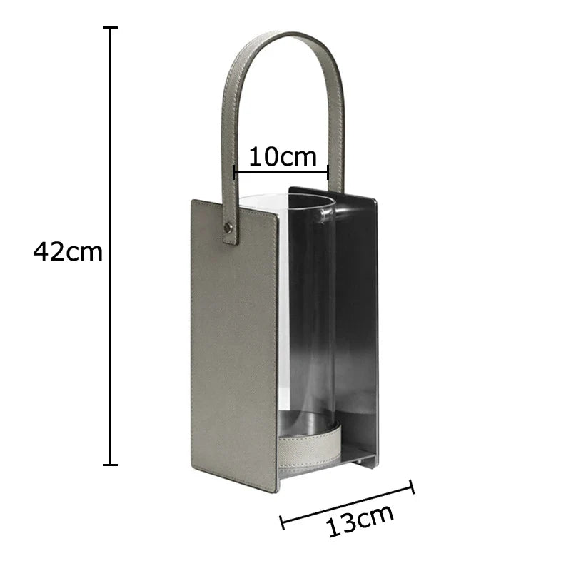 Afralia™ Leather Glass Vase Plant Pot Artificial Flowers Floral Room Decor