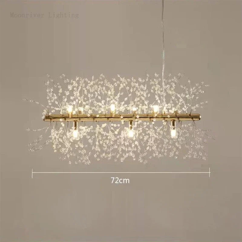 Afralia™ Luxury Crystal Dandelion Chandelier for Modern Living Room, LED Pendant Light