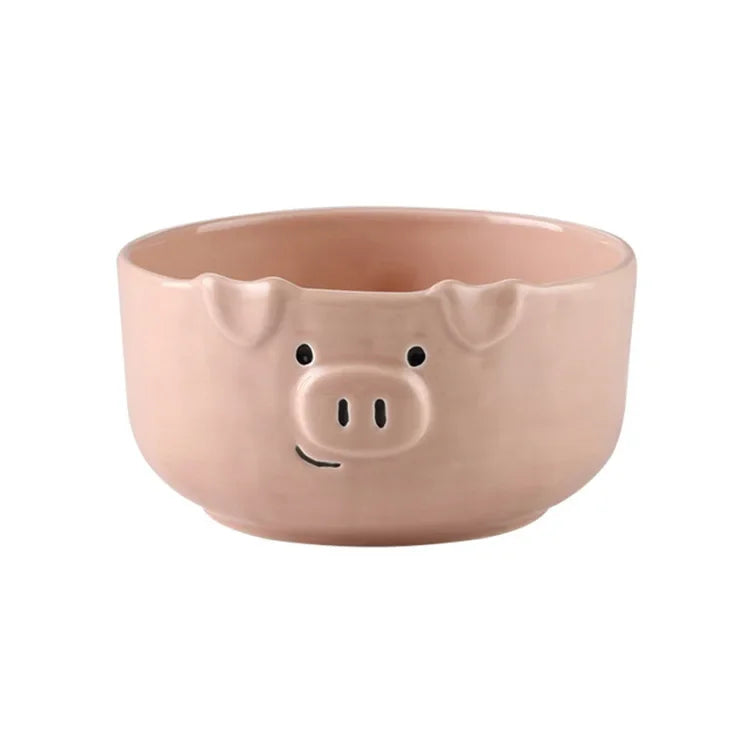 Afralia™ Pink Pig Ceramic Breakfast Plate Set | European Cute Nordic Kitchen Dishes