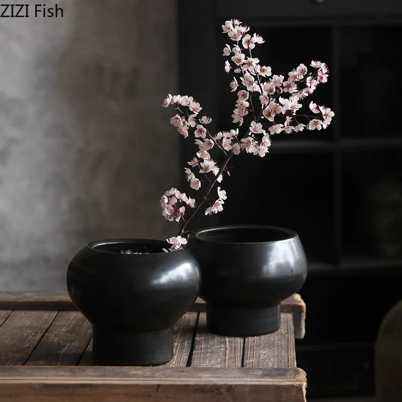 Ceramic Floral Vase Set Afralia™ Aesthetic Desk Decor Minimalist Room Flowers Arrangement