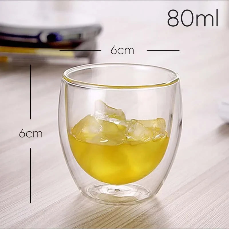 Afralia™ Double Wall Glasses Set - Tumbler Cup Holder Whiskey Wine Vodka Beer Champagne Milk Tea Mug