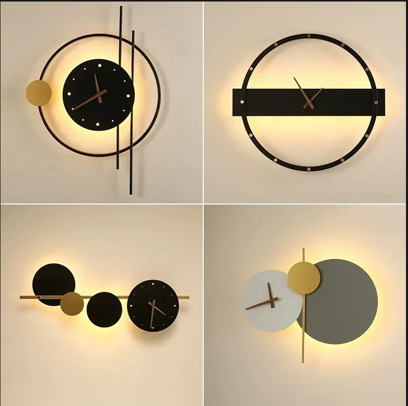 Afralia™ LED Wall Clock Sconce for Bedroom Living Room Home Decor Lighting