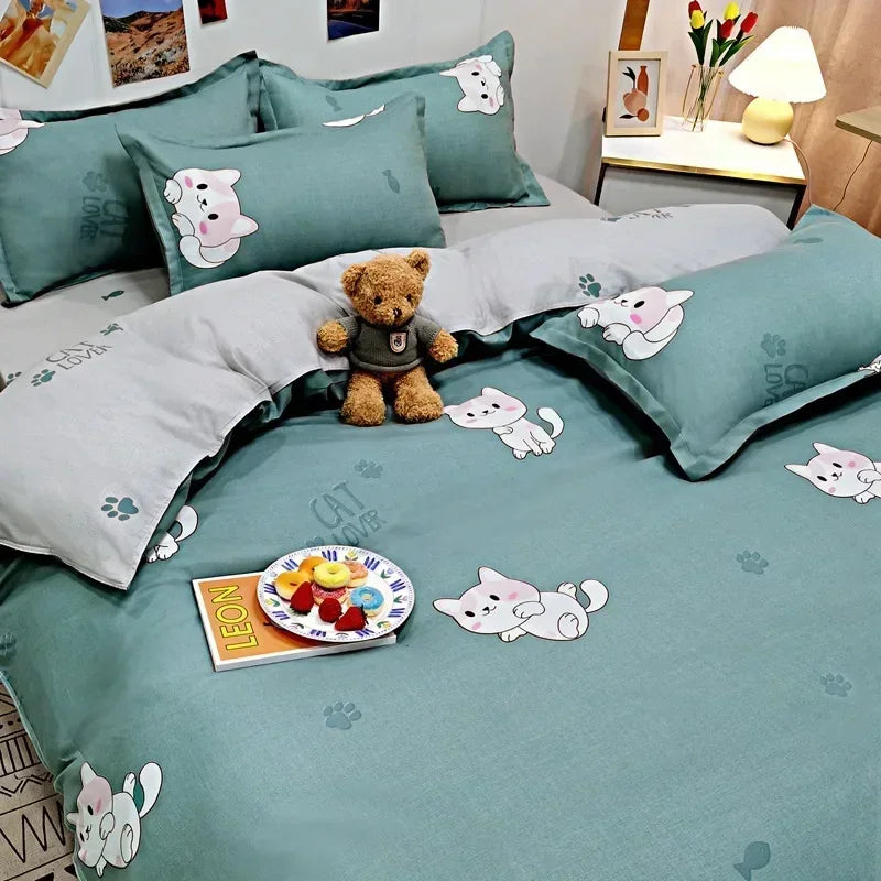 Daisy Print Bedding Set King/Queen Size by Afralia™ - Cozy & Durable