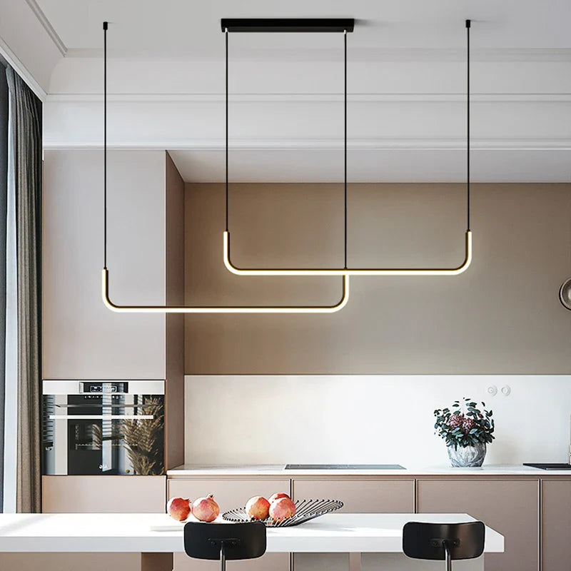 Afralia™ Nordic Minimalist Line Pendant Light for Dining Room Tables and Bar Counters