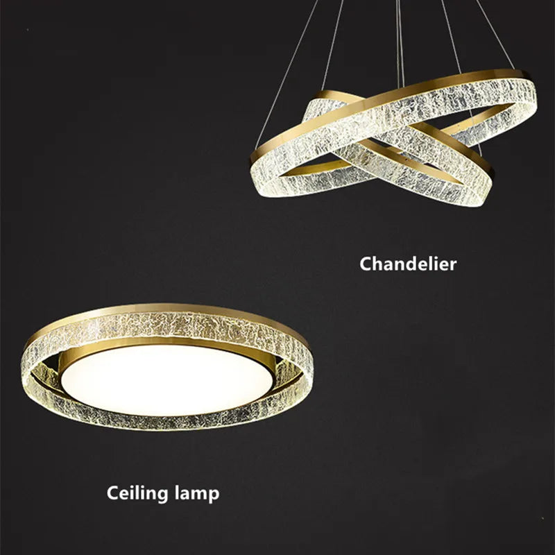 Afralia™ Luxury Resin Chandelier Ring Ceiling Lamp for Living, Dining, and Bedroom