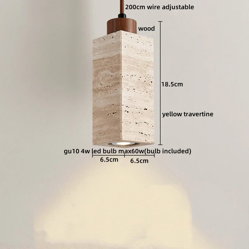 Afralia™ LED Hanging Lamp: Yellow Travertine Japanese Style Pendant Light for Home Decoration