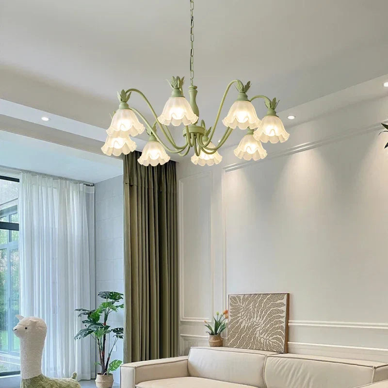 Afralia™ Orchid Glass Iron Art Pendant Lamp for Living Room