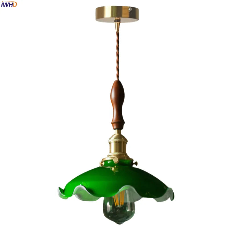 Afralia™ Green Glass LED Pendant Lamp for Living & Dining Room Decor